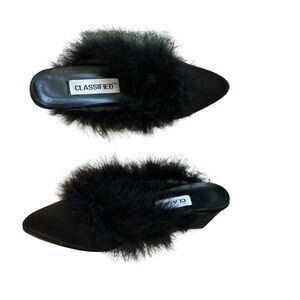 Classified Women's Black Fur Mules